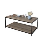 Direct Online Houseware Rustic Coffee Table Light Brown Living Room Table with Metal Frame for Home Decor 100 X 50 X 45cm