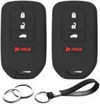 2pcs Compatible with Honda Smart 4 Button Black Silicone Case Cover Protector Keyless Remote Jacket for 2019 2018 2017 2016 2015 2014 2013 Honda Accord Civic Crosstour CR-V CR-Z Fit HR-V Odyssey Pilot