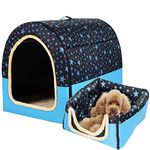 2 in 1 Dog House Cat Igloo,Soft Cat Cave Foldable Dog Bed Tent Nest with Detachable Cushion,Winter Summer Cozy Sleeping Bag for Medium Extra Large Pet