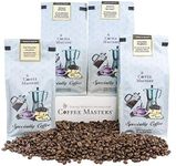 Coffee Masters Whole Bean Coffee Sampler, Jamaican Me Crazy, Vanilla Nut Creme, Caramel Kiss, Highlander Grogg, 48 Ounce