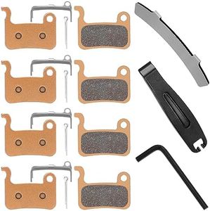 4 Pairs Sintered Metal Bike Brake Pads, Compatible for Shimano Brake Pads Deore XT SLX Hone Alfine Saint LX M596 M595 XTR M975 M966 M965, Ebike Electric Scooter Brake Pads MTB Bicycle Disc Brake Pads