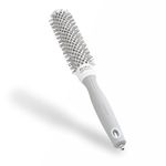 Olivia Garden Expert Blowout Speed – White & Grey - 25 - Ceramic Coated Round Brush with Extra Long Barrel for 25% Faster Blowouts