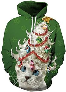 Couple Cute 3D Santa Print Ugly Christmas Kangaroo Pocket Sweatshirt Hoodies Pullover XXXL