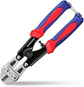 WORKPRO Mini Bolt Cutter 8-inch, Spring Loaded Small Heavy Duty Wire Cable Cutter, Snips Clippers with Soft Anti-Slip Handle