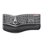 ProtoArc Backlit Wireless Ergonomic Keyboard, EK01 Plus Full Size Ergo Split Keyboard with Wrist Rest, USB-C Charging, Bluetooth and USB, Natural Typing Compatible with Windows/Mac/Android