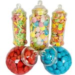 5 Empty Retro Large Plastic Sweet Jars for Pick & Mix, Victorian Sweet Shop, Candy Buffet Kit, Party Pack