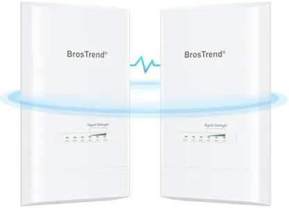 BrosTrend 5KM WiFi Bridge w/ 2X Gigabit Ports, 5GHz 867Mbps Wireless Bridge Outdoor PtP PtMP, Long Range Point to Point Plug & Play, Standard 802.3af PoE & w/Passive PoE Injector, for Garage Building