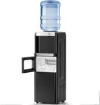 Kismile Water Dispenser with Ice Maker, Top Loading Water Cooler for 3 or 5 Gallon Bottles, 33 lbs/24H Ice, Hot & Cold Water, Child Safety Lock, for Home & Office, Black