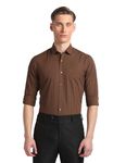 Arrow Men's Brown Checked - Cutaway Collar Full Sleeves Formal Shirt with Chest Pocket | Cotton Fabric | Slim Fit