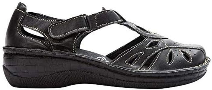 Propet Womens Jenna Fisherman Sandal, Black, 8.5 Wide