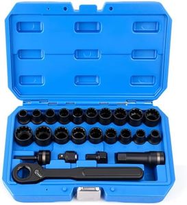 JMMRRR 24 Piece 3/8" Through-Bolt Socket Set, 2-in-1 Ratchet (72-Tooth)