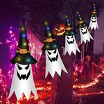 Halloween Glowing Witch Hats, Outdoor Decor Hanging Colorful LED Ghost Halloween String Lights, Scary Halloween Decor Outdoor Indoor for Home, Party, Yard, Garden Horror Decor, Battery Operated