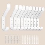 susswiff 10-Pack Coat Hook for Hanging, 10KG (Max), Stainless Wall Hooks for Towel, Hat, Backpack, Key, Clothes, Wall Mounted Coat Hanger for Closet, White 10CM