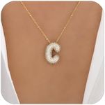 WAJASHUE Bubble Letter Necklace - Chunyee 18K Gold Plated Balloon Initial Necklaces for Women with 4A Zirconia, Necklaces for Women with Elegant Gift Box