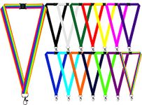 1 x Personalised Printed Lanyard. Personalised ID Neck Strap Lanyard. Lanyard for holding a name badge, ID card or keys. Red, Blue, Black, Yellow, White (RAINBOW) (Hands Off ® Lanyard)