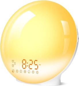 Sunrise Alarm Clocks, Wake Up Light with Sunrise/Sunset Simulation Dual Alarms Bedside Night Lamp Snooze Function FM Radio 7 Natural Sound 11 Colorful Atmosphere Lamp