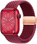 OMECKY Magnetic Braided Solo Loop Band Compatible with Apple Watch Series 10 42mm 9 8 7 6 5 4 40mm 41mm for Women Men, Stretchy Nylon Elastic Sport Strap for iWatch SE, Burgundy