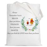 LEVLO Friendship Cosmetic Make up Bag Friend Gifts Friendship You Are Braver Stronger Smarter Than You Think Makeup Zipper Pouch Bag For Women Girls, Winnie Tote,