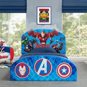 Delta Children Marvel Avengers Upholstered Twin Bed, Blue