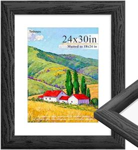 Tinkeps 24x30 Poster Frame Black, 1.57 Inch Wide Wood Grain Texture, Display Pictures 18x24 with Mat,24x30 Picture Frame with Black Backing Horizontal or Vertical Wall