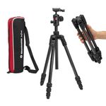 Manfrotto Befree Advanced AS, Camera Tripod, Twist Lock, Compatible with Arca-Swiss, Portable, Compact Travel Tripod Kit, Ball Head, Carbon Tripod for DSLR, Mirrorless Cameras, Camera Accessories