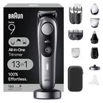 Braun All-In-One Style Kit Series 9 9440, 13-In-1 Trimmer For Men With Beard Trimmer, Battery Powered Body Trimmer For Manscaping, Hair Clippers & More, Braun's Sharpest Blade, 40 Length Settings,
