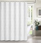 Home Beyond & HB design - Shower Curtain Set with Hooks - Water Repellent Polyester Fabric Shower Curtain with 12 Plastic Hooks - White, 72 x 72 Inches