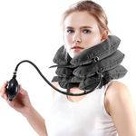 Wild Polar Inflatable Neck Traction Device - Cervical Neck Stretcher Collar & Brace for Ultimate Neck Support and Instant Neck Pain Relief (Grey)