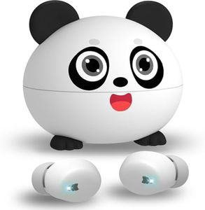 ENGIYOHO Kids Earbuds, Stereo Sound Kids Headphones with Cute Design, Bluetooth 5.3 Kids Wireless Earbuds with Microphone, 30H Play Time Kids Bluetooth Headphones for School/iOS/Android, Panda