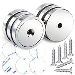 LOVIMAG Neodymium Cup Magnets,110LBS Holding Force Strong Rare Earth Magnets with Heavy Duty Countersunk Hole and Double Sided Adhensive&Stainless Screws for Refrigerator Magnets,Office etc,Pack of 6