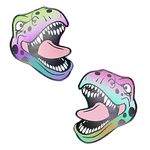 Neva Nude Rainbow Reflective Sexy T Rex Dinosaur Nipztix Pasties Nipple Covers for Festivals, Raves, Parties, Lingerie & More, Medical Adhesive, Sweatproof, Made in USA, Rainbow Reflective Sexy Trexy