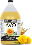 AVO ORGANIC 100% High Oleic SAFFLOWER Oil Frying, Baking, Non-stick Sautéing, Salads, Vinaigrette, Marinades, Pan Coating, General Cooking 64 Fl-oz (Half a Gallon), NO preservatives added, Naturally Processed