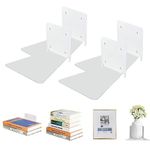 devesanter Floating Bookshelves, Invisible Bookshelf, Floating Book Shelves Wall Mounted for Bedroom & Living Room, Wall Mounted Storage for Home Room Creative Decoration Book Display (4 Pack, White)