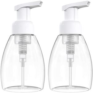 BRIGHTFROM Foaming Soap Dispenser Pump Bottles, BPA Free Empty Refillable Plastic Container for Liquid Soap - Kitchen, Bathroom, Commercial - 8oz (250ml) Pack of 2 Clear