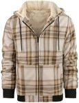 Plaid Jacket Men Warm Fleece Lined Coats Zip Up Hoodie Jacket Casual Flannel Shirt Jackets Sherpa Sweater for Work