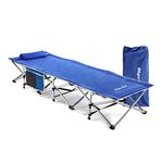 Alpcour Folding Camping Cot – Extra Strong Single Person Small-Collapsing Bed in a Bag w/Pillow for Indoor & Outdoor Use – Deluxe Comfortable Extra Heavy Duty Design Holds Adults & Kids Up to 440 Lbs