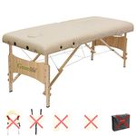 GreenLife® Basic™ 28 Inches Width Height Adjustable Portable 2 Fold Massage Reiki Facial Table Bed (Table Only, Cream, Without Carrying Bag & Head Rest & Arm Rests)