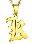 GoldChic Jewelry 18K Gold Plated Minimalism Old English A-Z Capital Initial Necklaces Pendants Letter Jewelry Friendship BFF Necklace