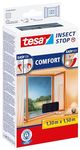 tesa Insect Stop COMFORT for Windows - Window Screen with Self-Adhesive Hook & Loop - Insect Mesh - in Anthracite, 130 cm x 150 cm