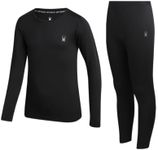 Spyder Kids Thermal Underwear Set - 2 Piece Brushed Back Fleece Lined Long Johns Base Layer Set for Boys and Girls (4-18), Size 6-7, Black