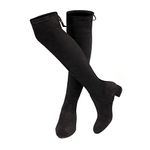 Knee High Boots Women Thigh High Boots Long Boots Sexy Over The Knee Boots Flexible Winter Boots Warm Suede Winter Shoes A Black UK 4