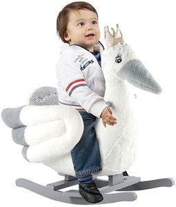 Rock My Baby Rocking Horse, Gray Stork Animal Rocker for Toddlers 1-3, Plush Rocking Horse with Seat, Wooden Rocking Horse Boys and Girls Gift, (Gray Stork Bird), CPC Certified