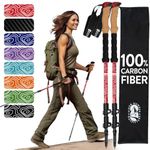 Hiker Hunger Carbon Fiber Trekking Poles for Hiking Collapsible, Nordic Walking Poles for Women, Lightweight Hiking Poles Women Lightweight Collapsible, Walking Sticks for Hiking for Seniors - Red