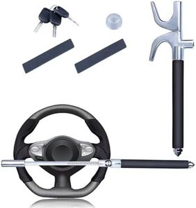 Anti Theft Steering Wheel Lock, Retractable Wheel Locks, Universal Adjustable Car Theft Prevention Device with 3 Keys and Safety Hammer Fit for All Type of Cars