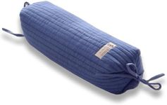 BEDAZE Buckwheat Pillow for Sleeping 14''x21'' Neck Roll Pillow Provide Firm Support, Adjustable Loft Bolster Pillow Relieves Neck and Shoulder Pain (Blue), QMZ-1