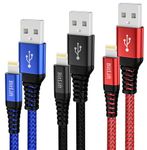 Bitlift iPhone charger cable 2m/6.6ft 3 Pack Braided USB Charging & Data iPhone Cable, Iphone Charger Fast Charge, Ipad Charger Cable, Iphone Charging Cable, For Iphone Pro/Max 14/13/12/11/XR/X/8/7/6