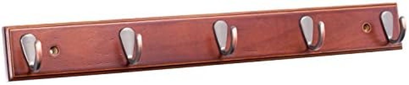 BirdRock Home Modern 5 Hook Coat Rack - Walnut Finish - Bronze Hooks -