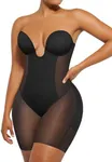 SHAPELLX Tummy Control Shapewear for Women Deep Plunge Corset Strapless Bodysuit Mid Thigh Slimming Body Shaper