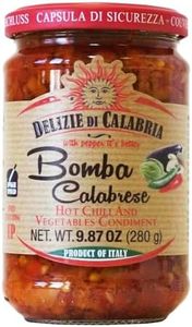 Bomba Calabrese Italian Hot Sauce Spread | Spicy Italian Seasoning Made with Authentic Calabrian Chili - Fiery Hot Dipping Salsa for Pizza Base, Pasta, Salad Dressing & Spaghetti Recipe, 9.87 oz
