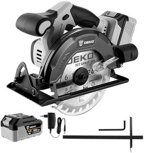 Cordless Circular Saw: 165mm DEKOPRO 20V Circular Saw, with 4.0Ah Battery,4500RPM, 55mm(90°), 33mm(45°) Cutting Depth, LED Light,and Charger for Cutting Wood and DIY Projects
